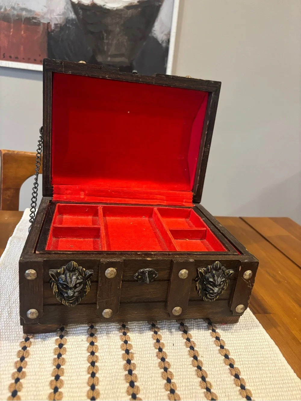 Vintage Lion Treasure Chest Jewelry Box